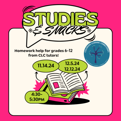 Studies and Snacks, November 14th at 4:30pm