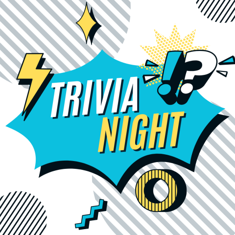 Trivia night in bright blue and yellow