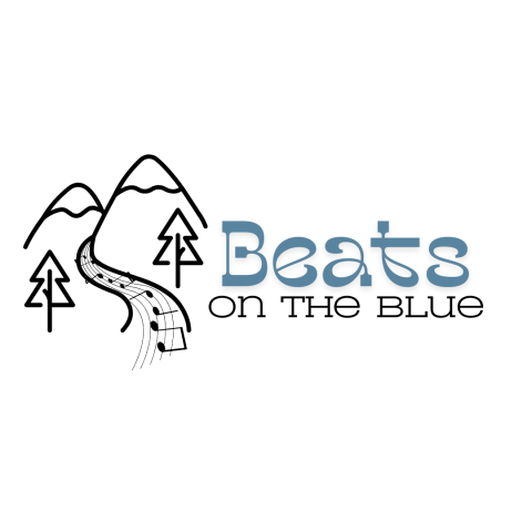 Beats on the blue mountains and river with music notes