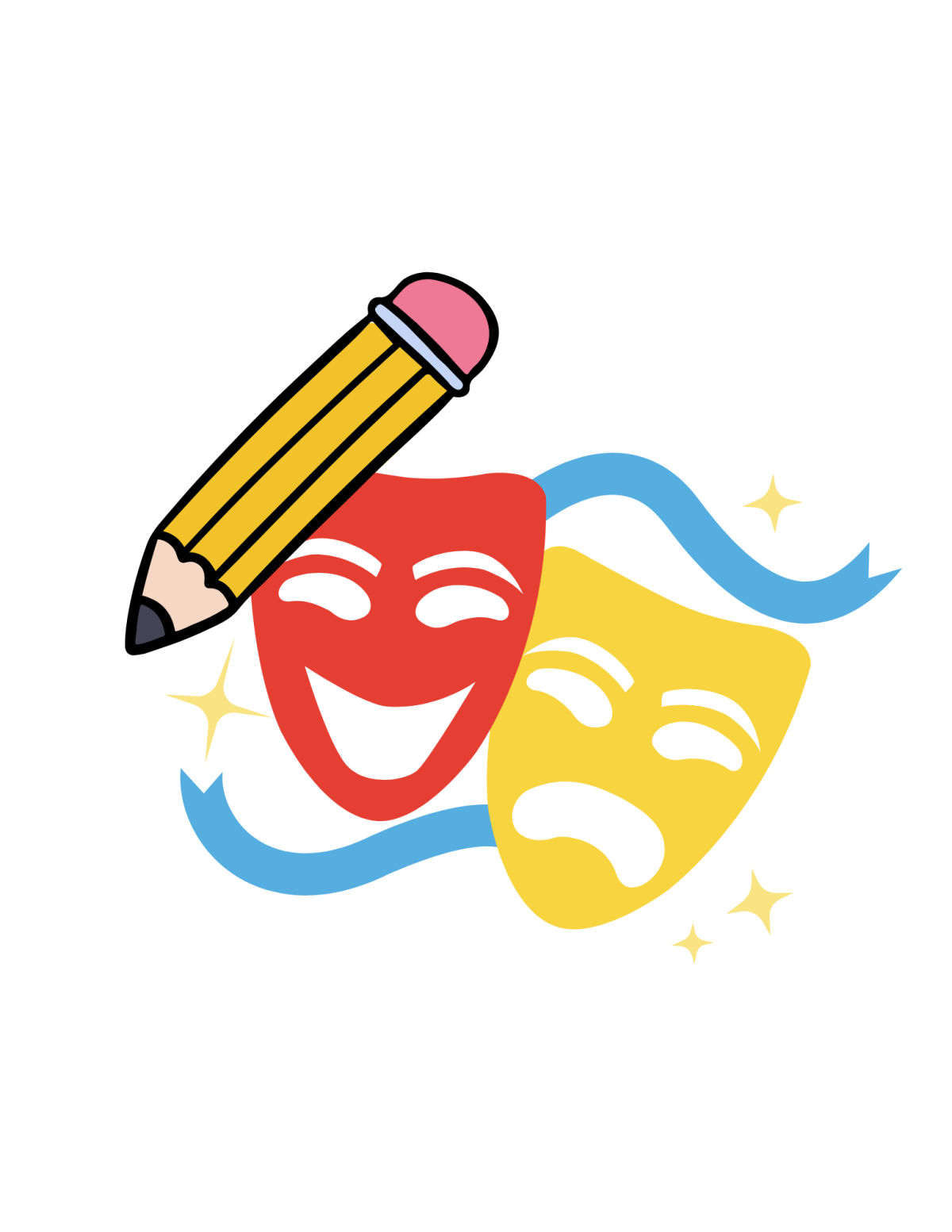 Storytellers logo image two: pencil and masks