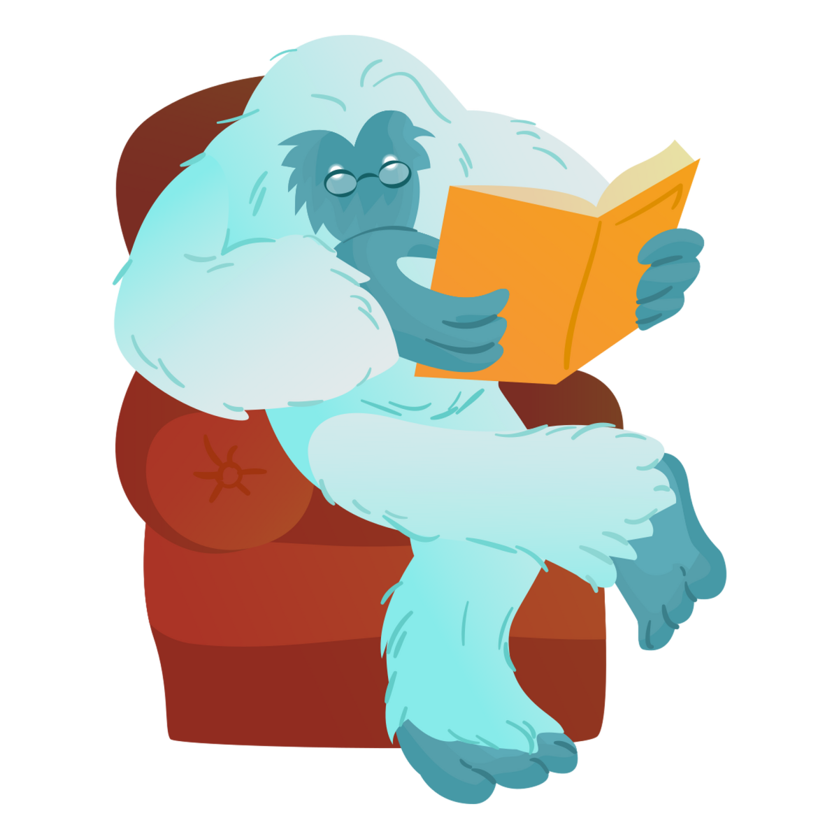 picture of a yeti reading